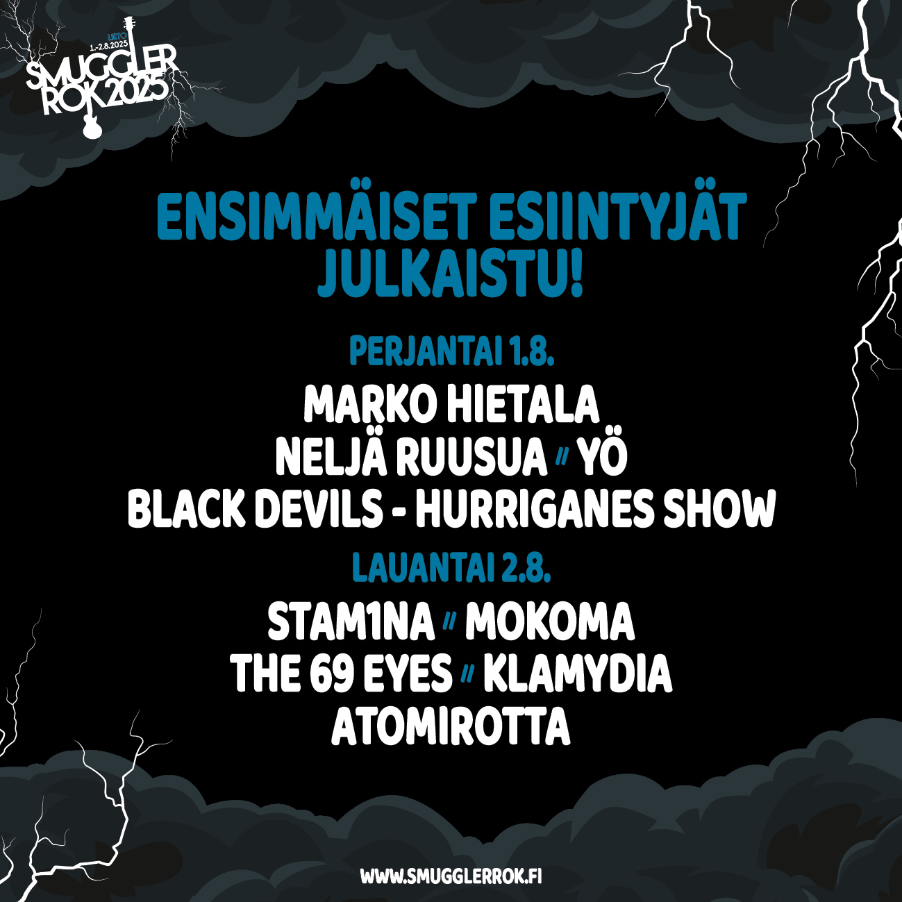 Kesän 2025 SmugglerRokin ensimmäiset esiintyjät on julkaistu!