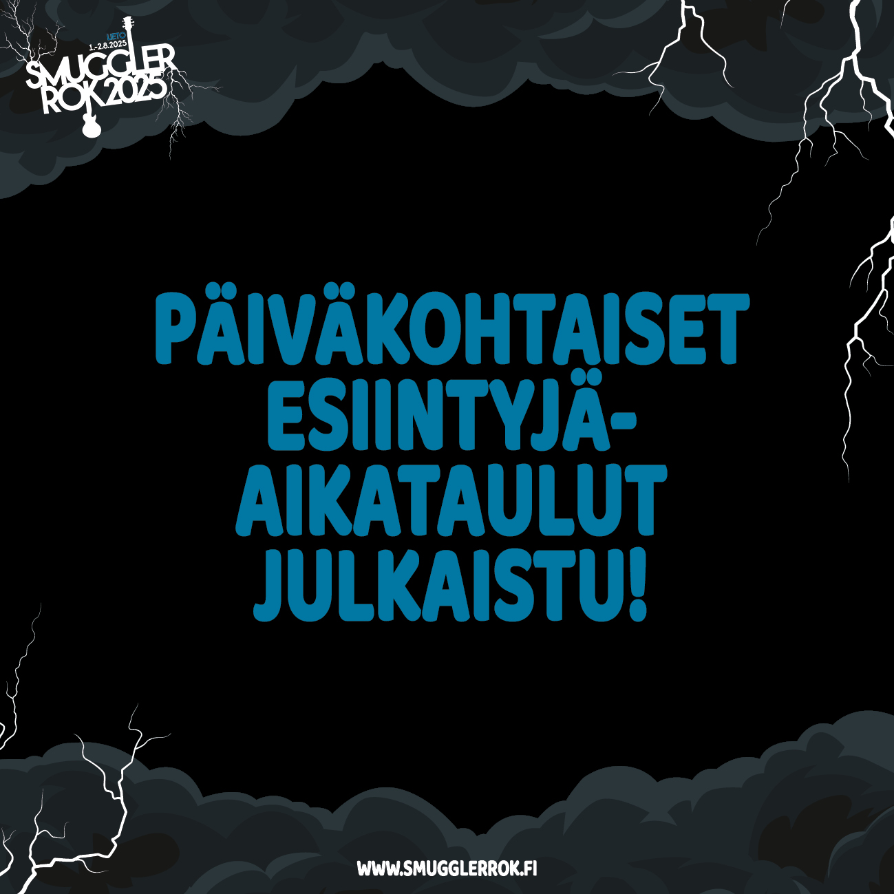 Päiväkohtaiset esiintyjäaikataulut on julkaistu!