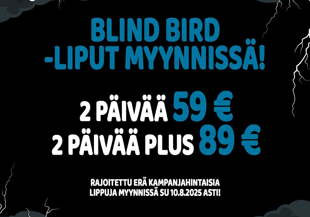 Huippuedulliset BLIND BIRD -liput SmugglerRok 2026 -tapahtumaan on avattu myyntiin!